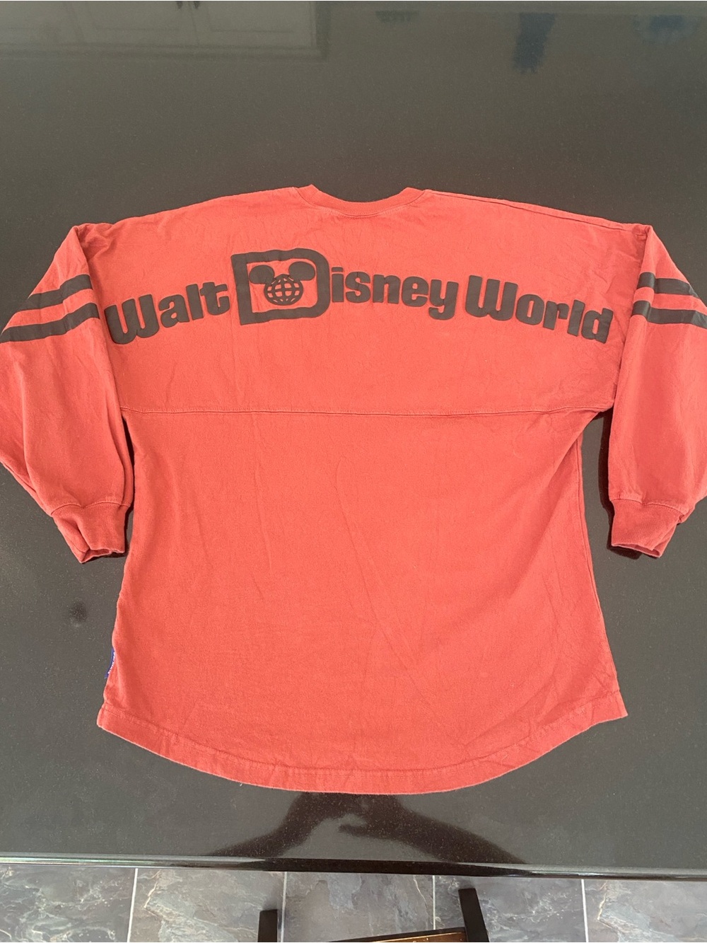Disney 2020 Burnt Orange Spirit Jersey Black Walt Disney World Print Size Small